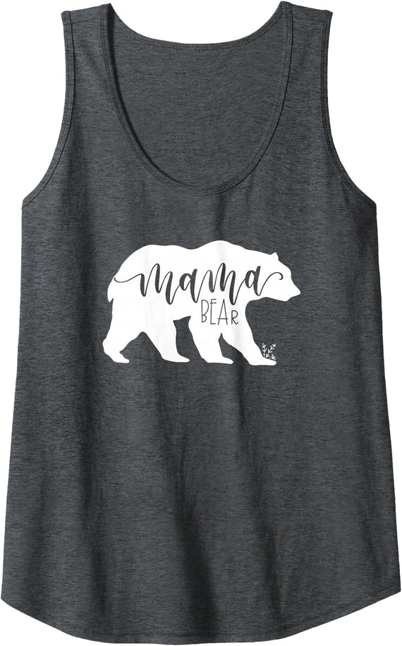 June & Lucy Womens Mama Bear Shirt, Tank Tops for Women, Mamma Bear JLZ043 Tank Top - Dark Heather Grey