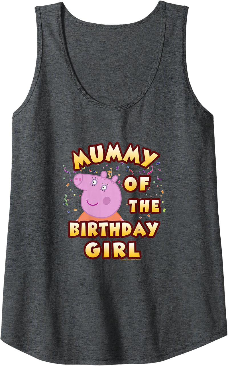 Womens Peppa Pig Mummy of The Birthday Girl Tank Top - Dark Heather Grey