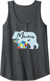 Anne Graphics - Advocate For Autism Womens Mama Bear Cute Autism Awareness Mom With Puzzle Piece Cub Tank Top - Dark Heather Grey