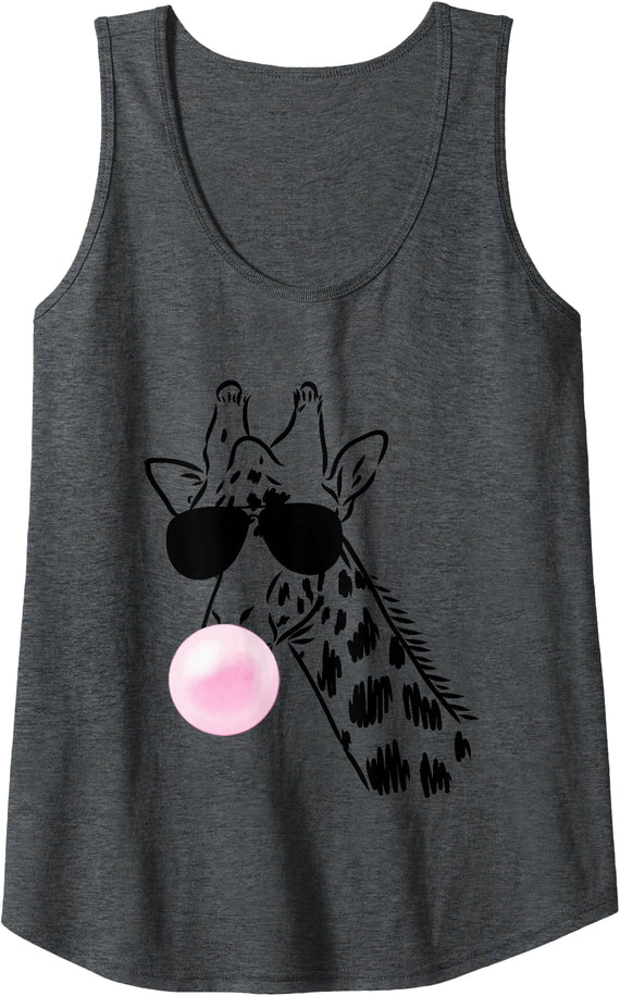 Giraffe Shirt Womens Giraffe Zoo Safari Shirt Tank Top - Dark Heather Grey