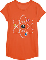 Cool Billiard Design For Men Women Atom Cue Ball Sport Game T-Shirt - Girls Orange