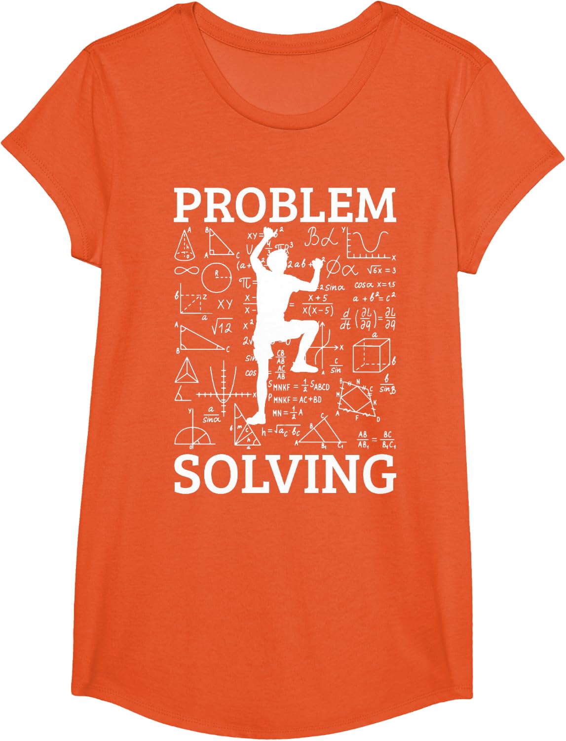 Climbing Problem Solving Rock Climber Bouldering Climb Wall T-Shirt - Girls Orange