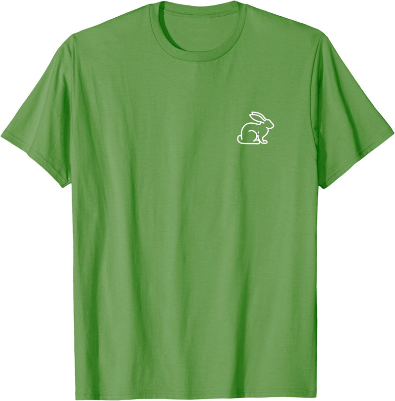 Bunny Rabbit Hare Animal Badge Patch Line Art Outline Gift T-Shirt in Grass Green