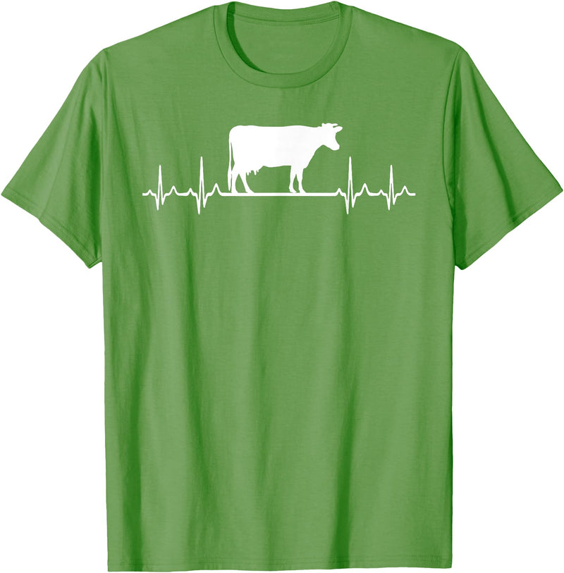 Farm and Holstein Cow for Men and Cattle Clothing Heartbeat Pulse ECG - Holstein Rancher For Cattle Farmer T-Shirt - Grass