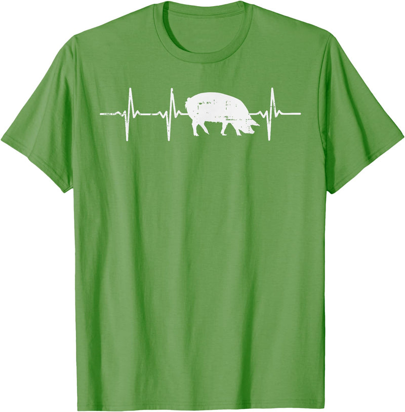 BoredKoalas Farming Farm Shirts Farmer Gifts Pig Heartbeat Pulse Farm Animal Farming Life Farmer Gift T-Shirt - Grass Green