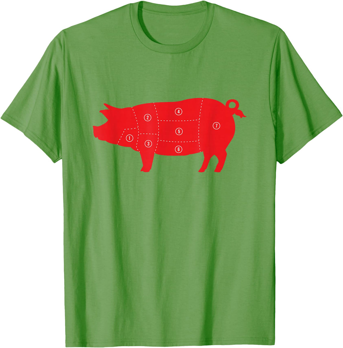 Carnivore Grilling Gifts For Butchers Pig Cuts Pork Chops Bacon Butt Butcher Costume Pigs Diagram T-Shirt - Grass Green