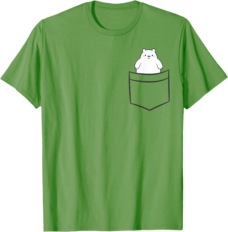 Arctic Polar Bear Gifts And Tees Polar Bear In a Pocket Cute Pocket Polar Bear T-Shirt - Grass Green