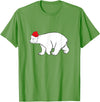 Polar Bear Xmas Pajama Polar Bear With Santa Hat Xmas Winter Christmas Pajama T-Shirt - Grass Green