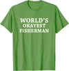 Fishing Lover Dad Worlds Okayest Fisherman T-Shirt - Grass Green