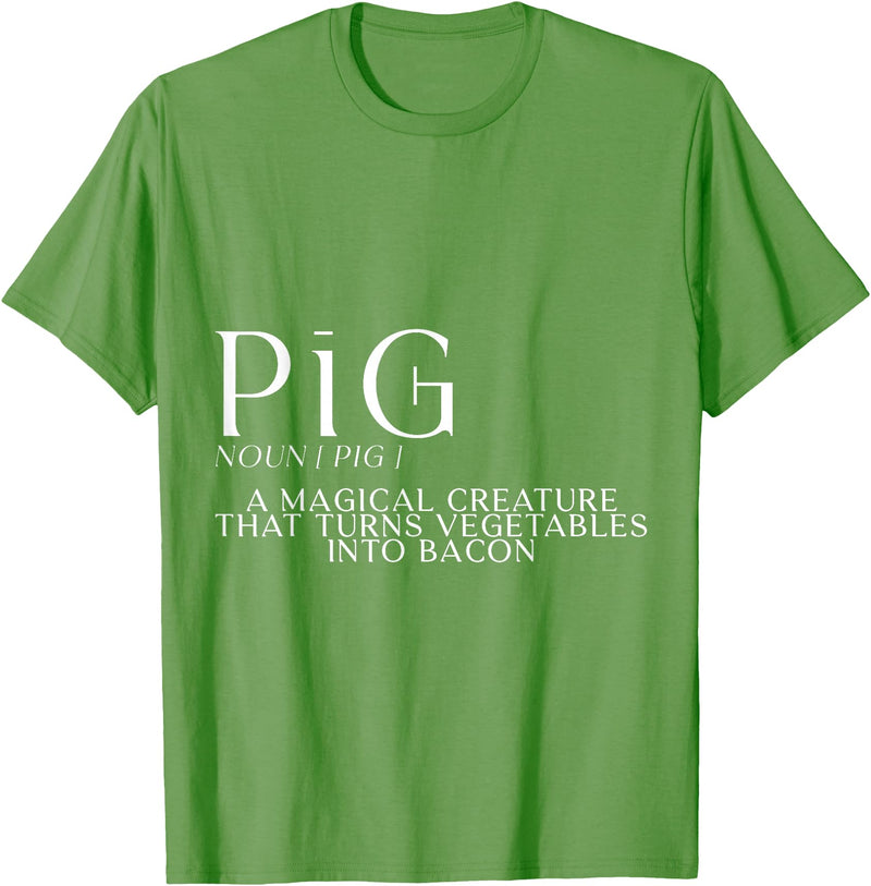 Bacon FH Pig, A Magical Creature That Turns Vegetables Into Bacon --- T-Shirt - Grass Green