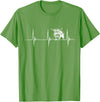 Loveable Highland Cows Hairy Coos Scottish Highland Cow Heartbeat EKG Pulse Highlander Cow T-Shirt - Grass Green