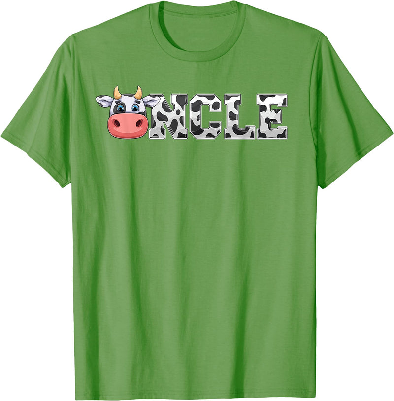 ETHRLO cow im one birthday decorations Shirts Uncle Cow Print Cowboy Animal Pattern Farmer Cow Uncle T-Shirt - Grass Green