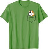 Funny Guinea Pig Lover Gifts Guinea Pig Owner Cute Pocket Guinea Pig T-Shirt - Grass Green
