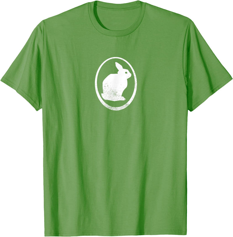 White Silhouette of a Bunny, Stylized for Rabbit Lovers T-Shirt in Grass Green
