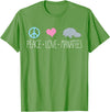 Sea Cows Tees Cute Manatee TShirt, Peace Love Manatees Chubby Sea Cow T-Shirt - Grass Green