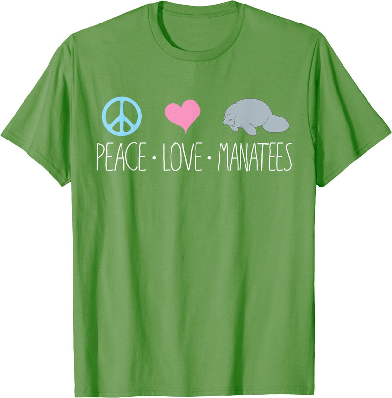 Sea Cows Tees Cute Manatee TShirt, Peace Love Manatees Chubby Sea Cow T-Shirt - Grass Green