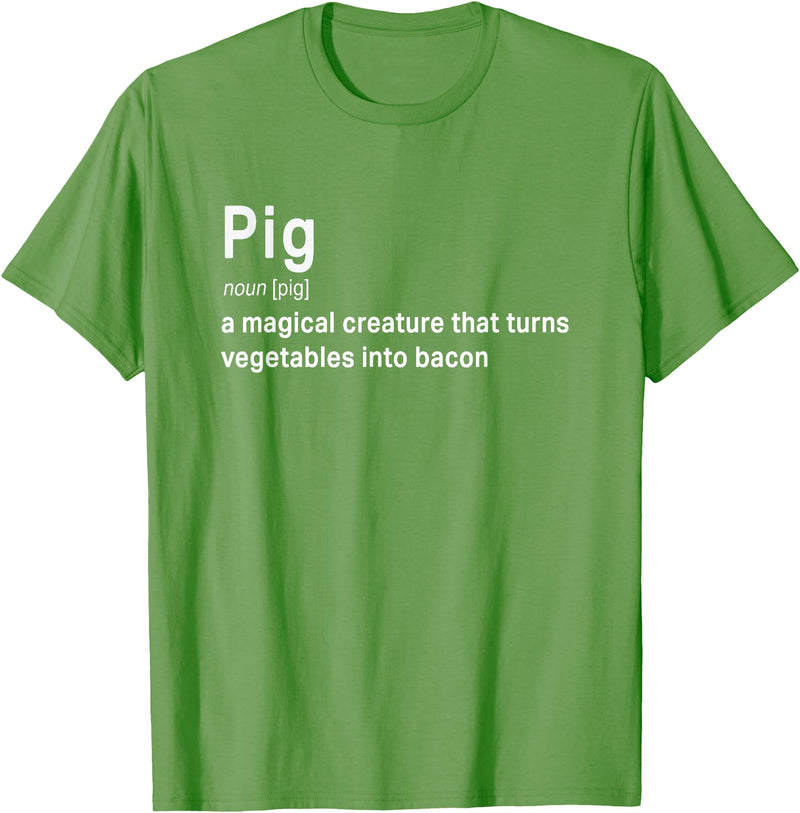 Best Top Pig Definition Quote Pun T-shirts Best Hilarious Pig and Bacon Definition Funny Gift T-Shirt - Grass Green