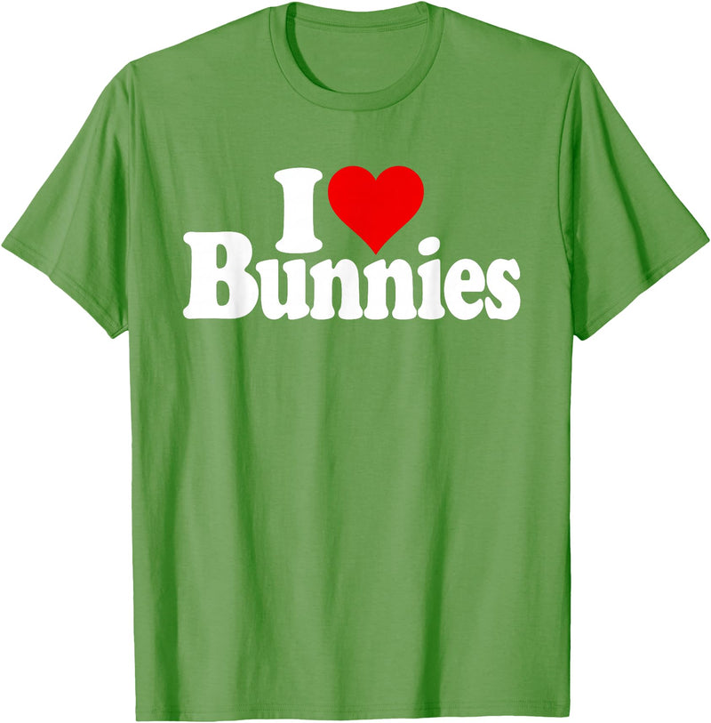 I LOVE HEART BUNNIES BUNNY RABBITS T-Shirt in Grass Green