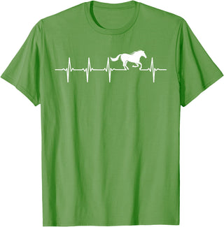 Heartbeat Horse Lover Gifts Women Men Girls Gifts Horse Lover Gifts Heart EKG Heartbeat Pulseline Cardiology T-Shirt - Grass Green