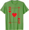 Playing Card Costume Tees - 2 Hearts Card - Two Card T-Shirt - Grass Green