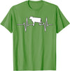 Animal Funny Farmer Farmers Gift Cow Cattle Beef Heartbeat Funny T-Shirt - Grass Green