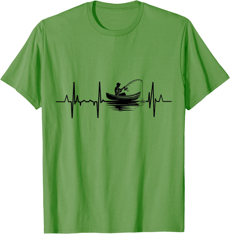 Fishing Pulse Line T-Shirts Fishing Pulse Line Angler Heartbeat T-Shirt - Grass Green