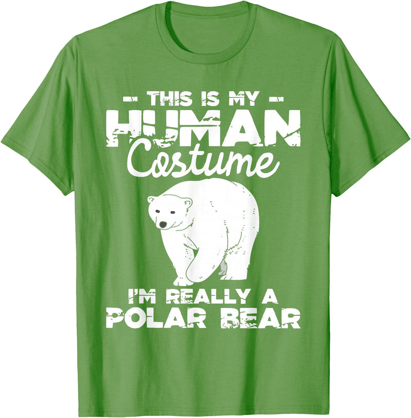 Funny Polar Bear Shirts Human Costume - Polar Bear Lover Zookeeper Wildlife T-Shirt - Grass Green