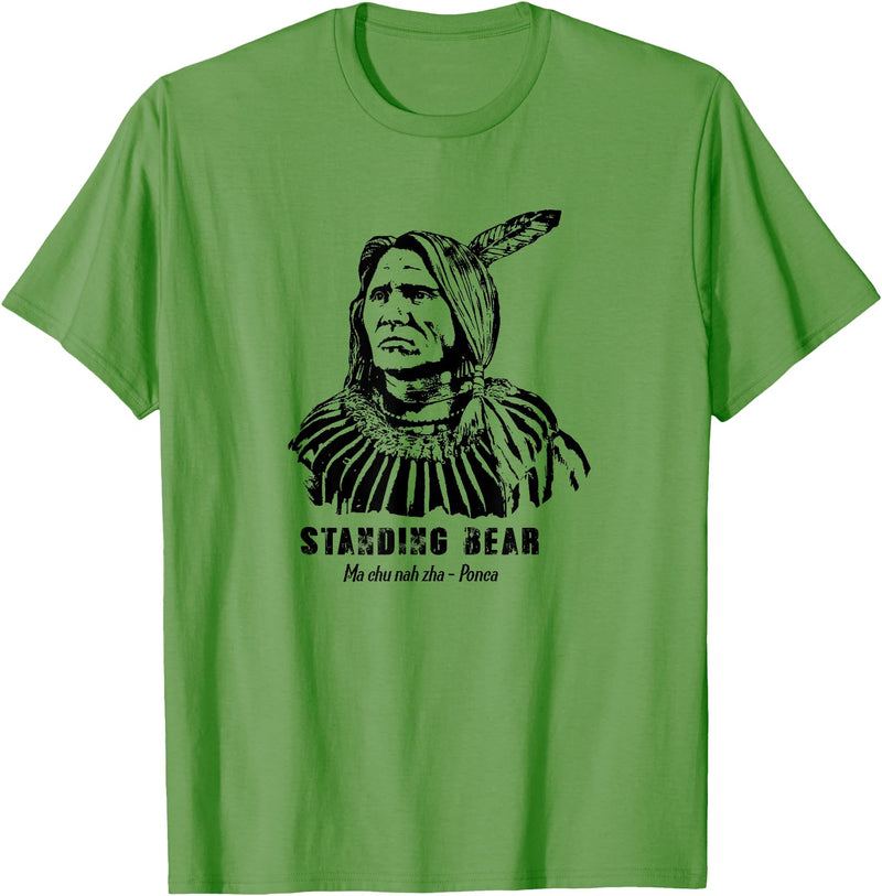 Nebraska Statue Oklahoma Court Standing Bear Ponca Tribe T-Shirt - Grass Green