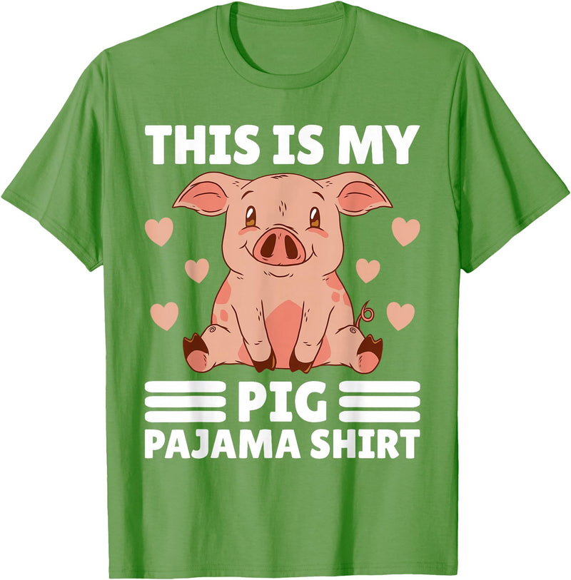 Cute Pig Pajama for Women Girls or Kids Women PJ Pig Pjs Cute Pig PJ Girl Farmer Stuff My Pig Pajama T-Shirt - Grass Green