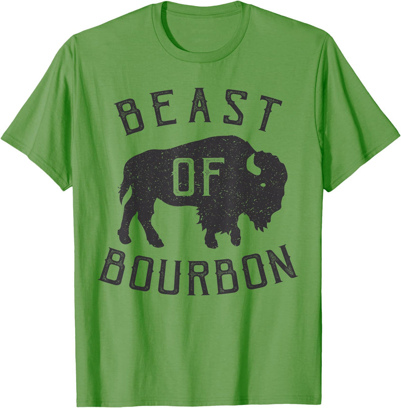Drinking Fun designs - Big Ray Designs Beast of Bourbon Drinking Whiskey Design Bison Buffalo Party T-Shirt - Grass Green