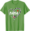 Black White Family Cow Farm Nana Cow Print Cow Heart Pattern Farmer Cows Mother's Day T-Shirt - Grass Green