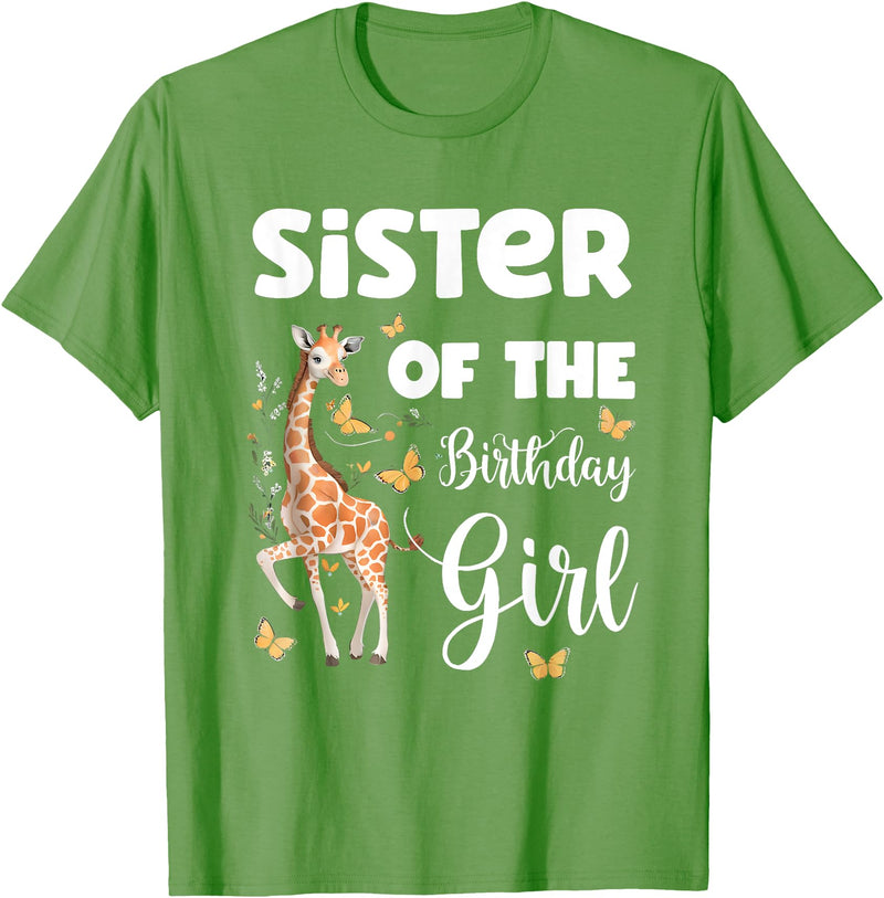 Giraffe Birthday Party by LazyPanda Giraffe Sister of the Birthday Girl Matching Family T-Shirt - Grass Green