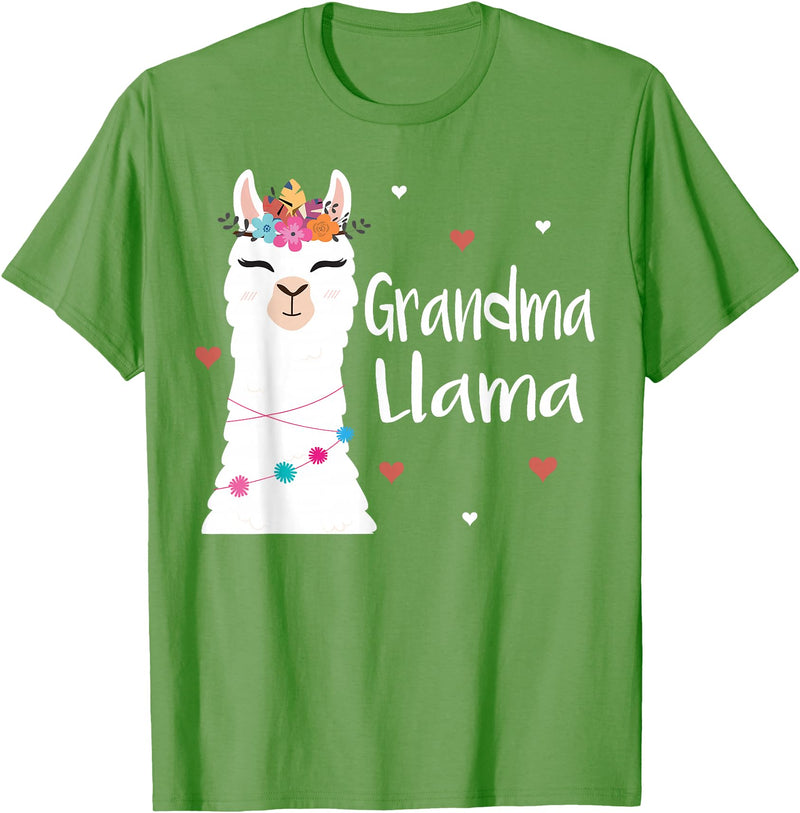 Me & Mommy Llama Co. Grandma Llama Cute Llamas Lover Best Grandmother Ever T-Shirt - Grass Green