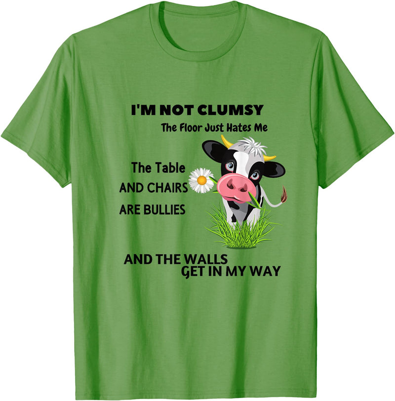 Funny Cow I'm Not Clumsy The Floor Cow I'm Not Clumsy The Floor Just Hates Me The Table T-Shirt - Grass Green