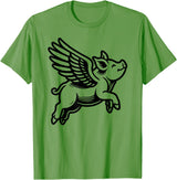 Funny Pig Humor by TKsTees Funny Flying Pig Oink Aviator T-Shirt - Grass Green