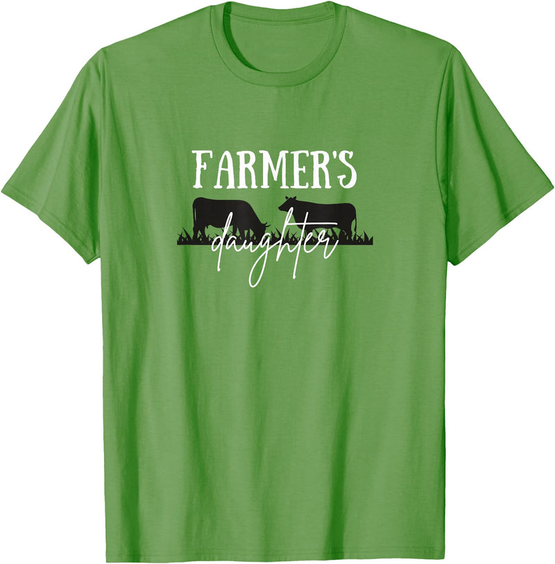 Wild Echo Designs Farmer's Daughter, Farm Life, Cattle Farm, Cute Cow T-Shirt - Grass Green