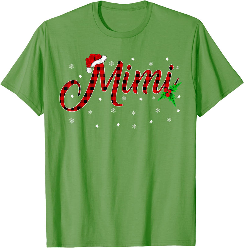 Buffalo Plaid Matching Christmas Pajamas Gifts Funny Matching Family Buffalo Plaid Mimi Christmas Pajama T-Shirt - Grass