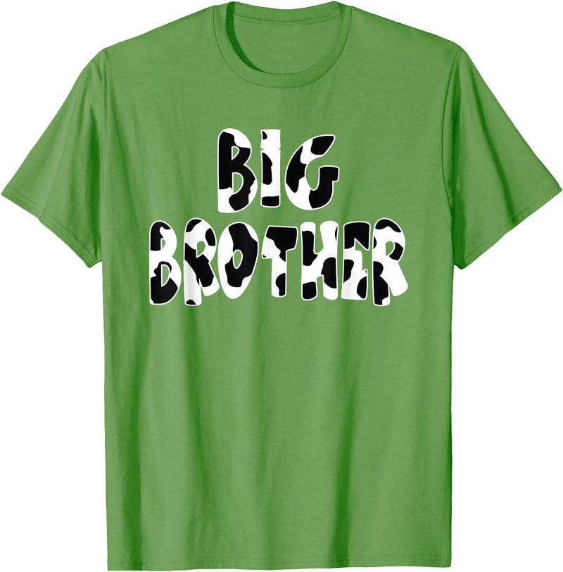 funny saying Gifts for Family Members and more Big Brother Cow Print Cow Pattern T-Shirt - Grass Green