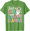 Funny Adorable Llama Lover Just a Girl Who Loves Cute Llamas Gifts for Girls Kids T-Shirt - Grass Green
