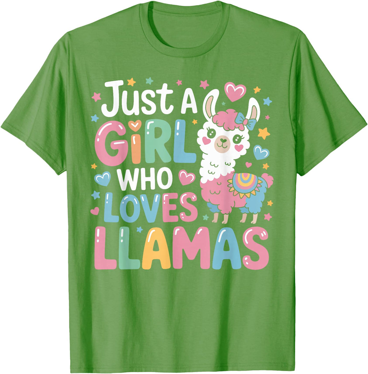 Funny Adorable Llama Lover Just a Girl Who Loves Cute Llamas Gifts for Girls Kids T-Shirt - Grass Green