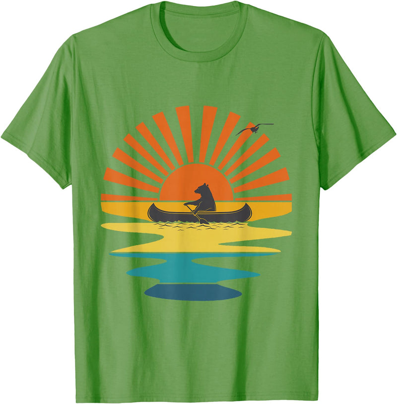 BOLD POD Sunset Canoe Bear T-Shirt - Grass Green