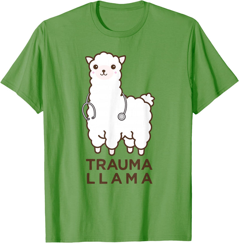 Doc Llama Apparel T-Shirt Funny Llama Doctor T-Shirt, No Trauma Llamas Tee Apparel T-Shirt - Grass Green