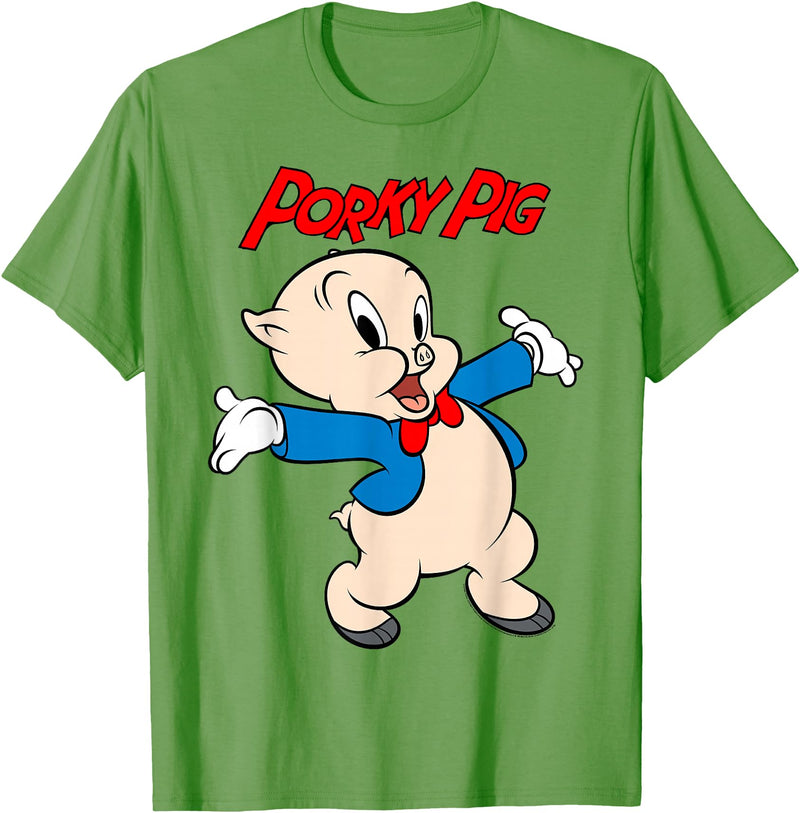 Looney Tunes Porky Pig Vintage Portrait T-Shirt - Grass Green