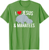 Sea Cows Tees I Love Jesus and Manatees, Cute Christian Manatee T Shirt T-Shirt - Grass Green