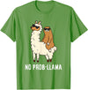 The Llama Lover No Prob-llama Cute No Prob Llama T-Shirt - Grass Green