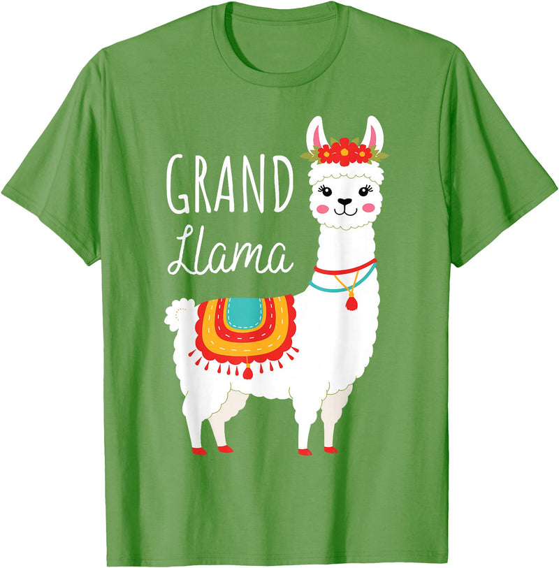 Mother's Day Gifts & Apparel Grand Llama - Grandma Grandmother Llama Lovers Mother's Day T-Shirt - Grass Green
