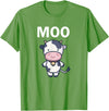 Moo Cow Funny Farmer Cow for Adults Kids Boys and Girls T-Shirt - Grass Green