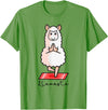 Dibba Designs Llamaste Llama Alpaca Yoga Exercise Fitness Gym Workout T-Shirt - Grass Green