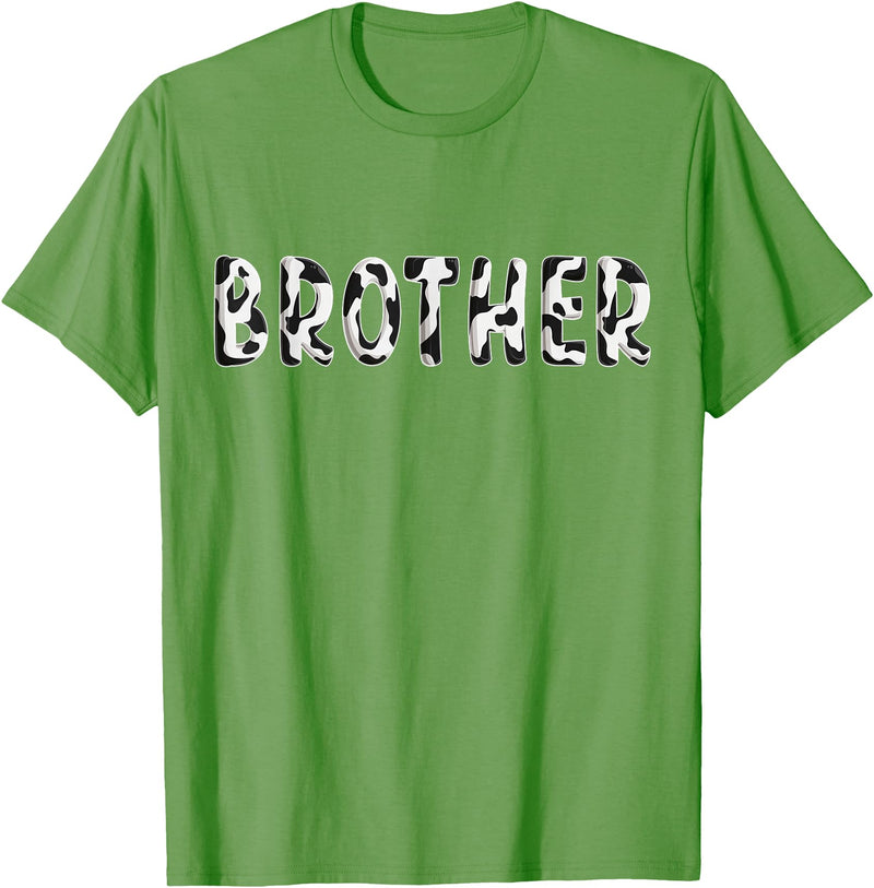 Cow Pattern Print Family Matching Birthday Shirts Cow Brother Birthday Family Matching Fathers Day Boy Girl T-Shirt - Grass