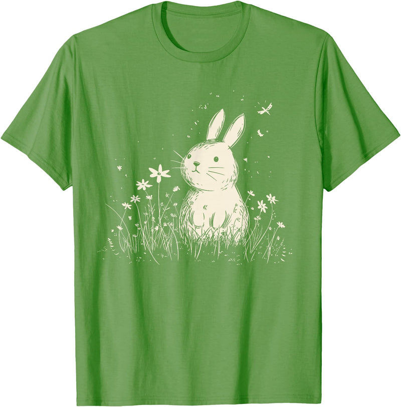 Bunny Rabbit Chibi Japanese Kawaii Cute Animal Alt Aesthetic T-Shirt in Grass Green